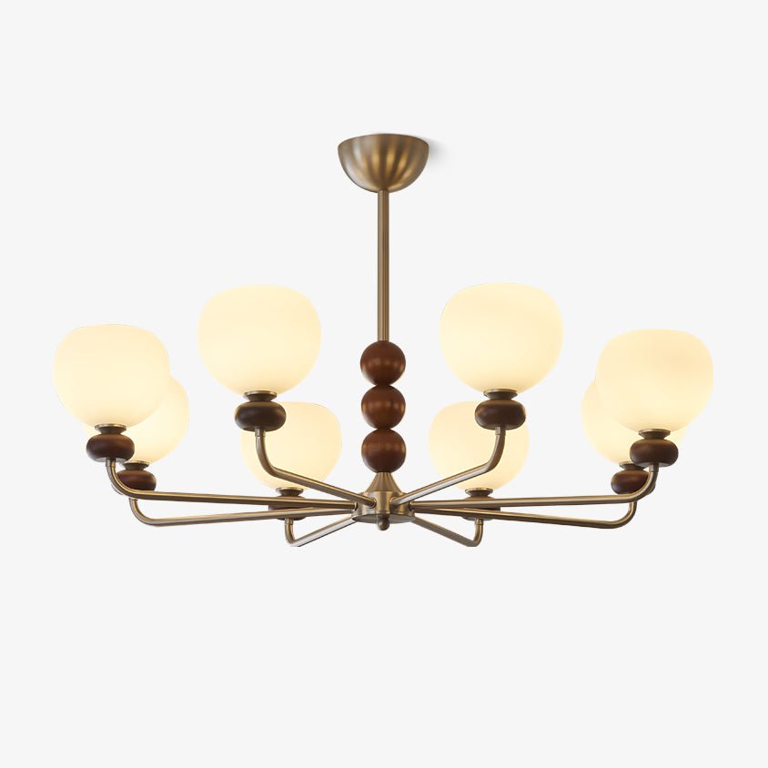 Vilorira Lustre Classique Orbe Bois Noyer Verre Traditionnel