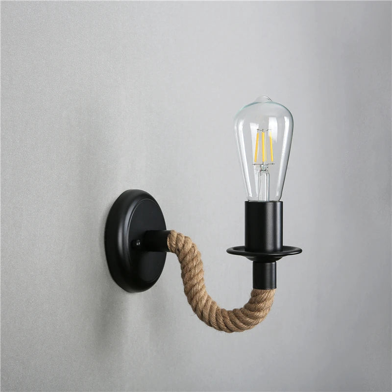 Epoch Applique Murale Moderne Vintage Métal Noir/Corde Couloir