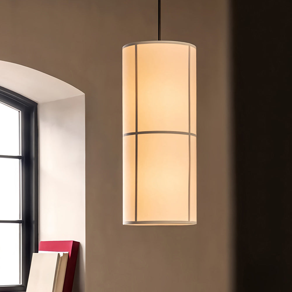 Calen Suspension Cylindre Vintage. Métal/Soie. Blanc/Beige/Noir. Chambre à Coucher/Salon