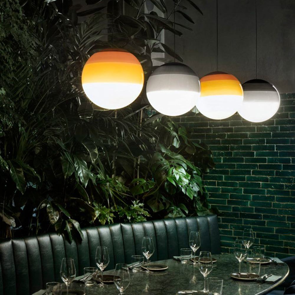 Edith Suspension Bulle Moderne Verre. Noir/Gris/Bleu/Rose. Salon