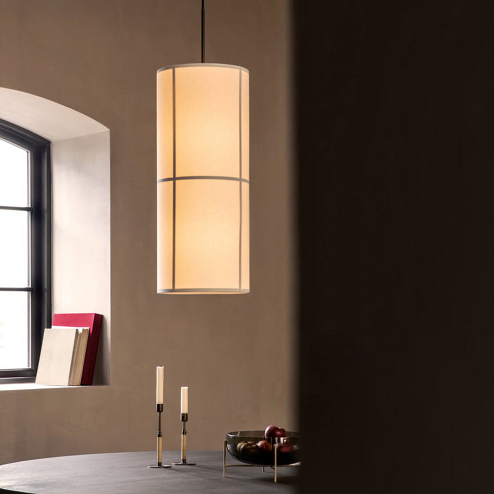 Calen Suspension Cylindre Vintage. Métal/Soie. Blanc/Beige/Noir. Chambre à Coucher/Salon