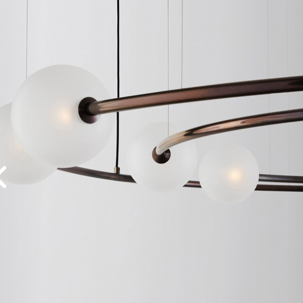 Valentina Suspension Anneau Moderne, Métal/Verre, Noir/Doré, Salon
