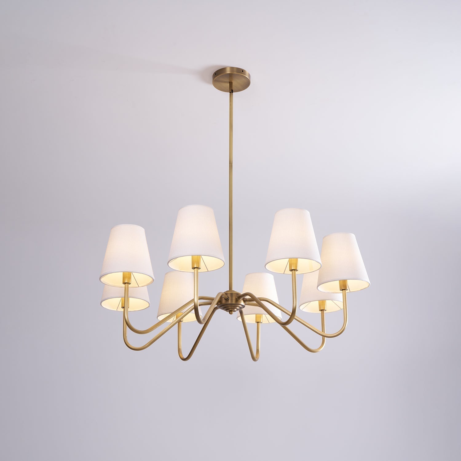 Viraean Lustre Industriel Vintage en Laiton et Tissu