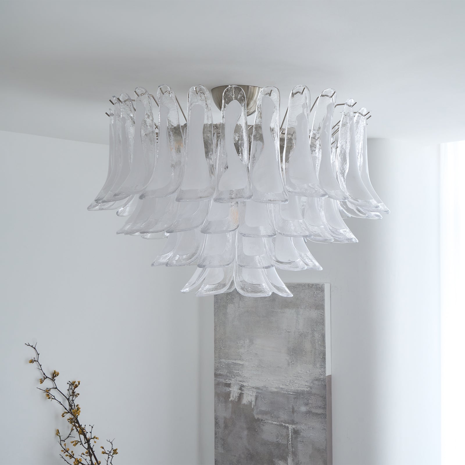 Aurora Plafonnier Transparent Verre Vague Superposé Élégant