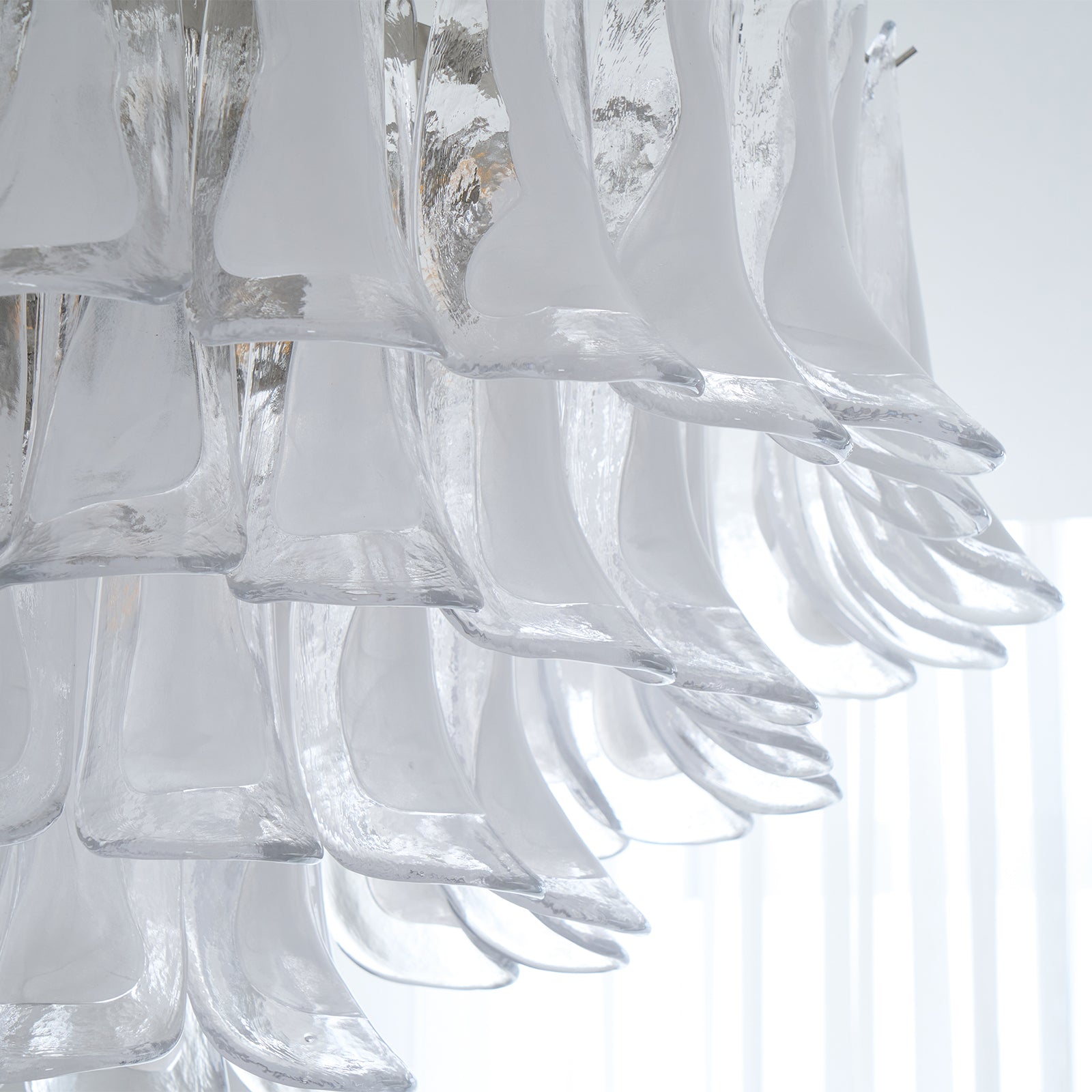 Aurora Plafonnier Transparent Verre Vague Superposé Élégant