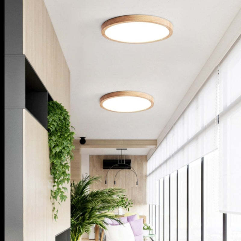 Aven Plafonnier Rond Moderne. Bois  Salon