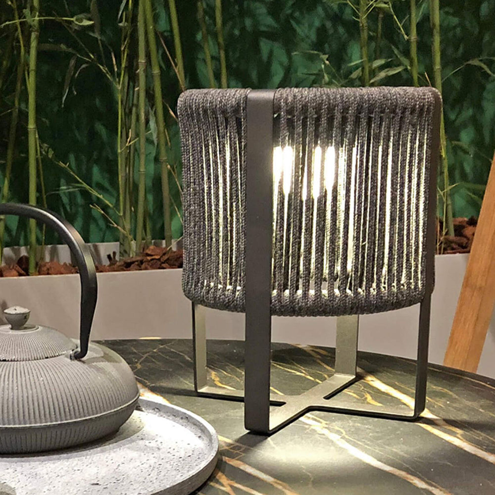 Ray Lampadaire Cylindre Moderne, Métal/Tissu, Noir, Extérieur
