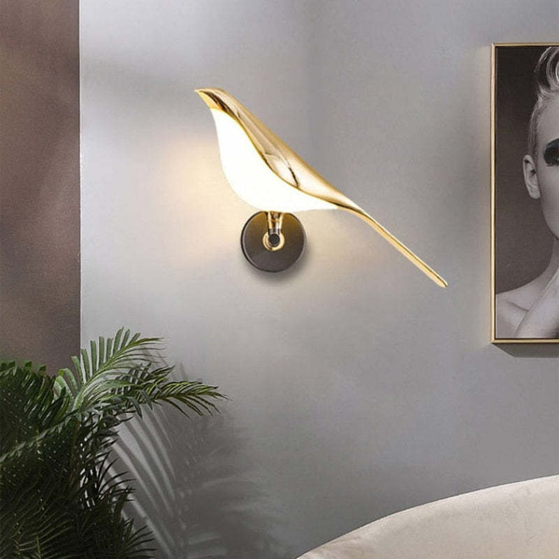 Lampe murale de chevet d'oiseau de pie d'art de style nordique