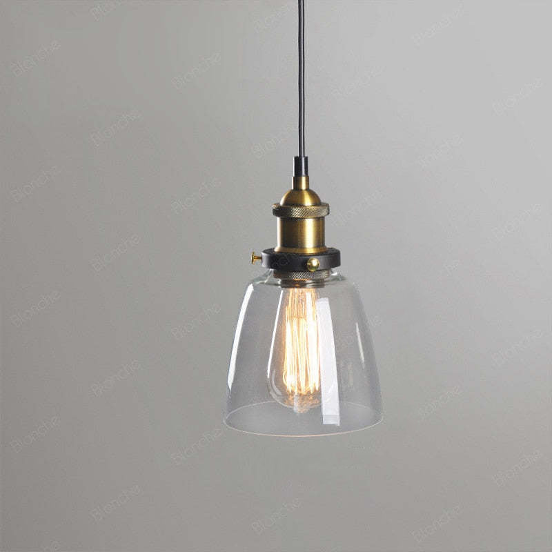 June suspension Industriel en Verre. Clair/Ambre/Gris Fumé