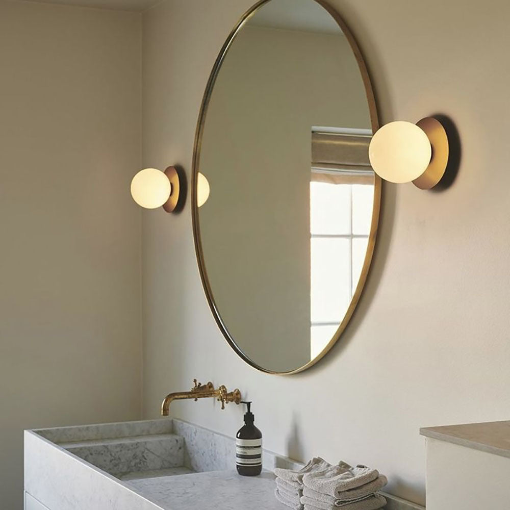 Melo Applique Murale Globe Moderne Design LED Métal Verre Noir/Or Salle de Bain