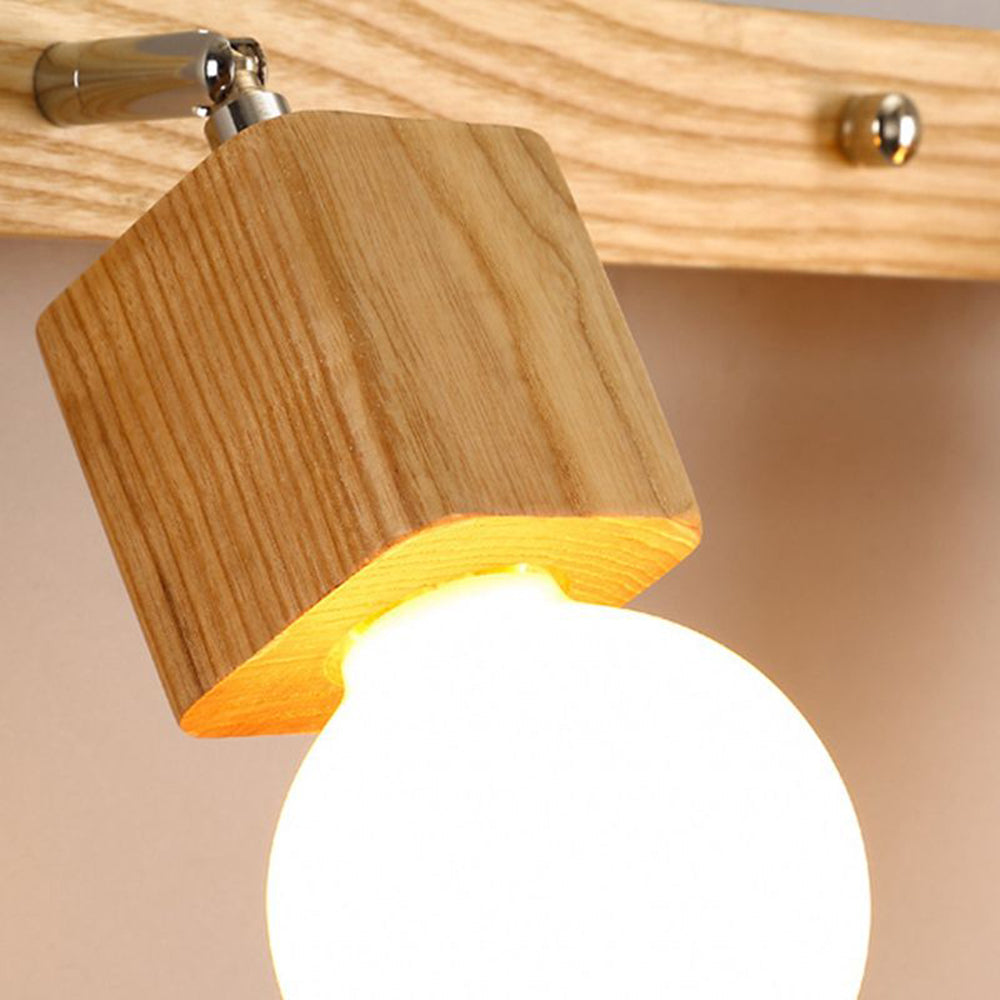 Winna Applique Murale LED Carrée Globe Réglable Naturelle Métal/Bois