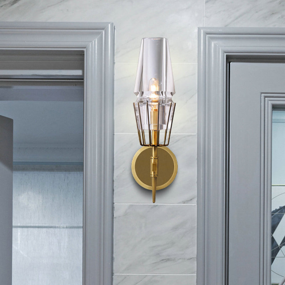 Arisha Design Italien LED Applique Murale Linéaire Vintage Métal/Verre Or Salon/Chambre