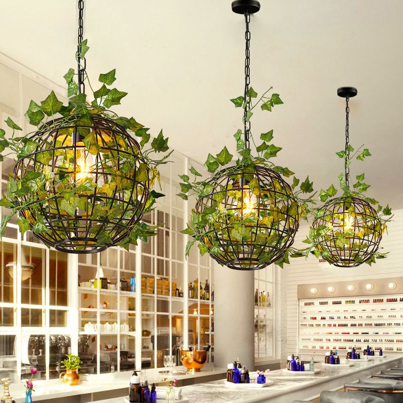 Umari Globe Art Deco LED Suspension Vert Métal Salle à Manger
