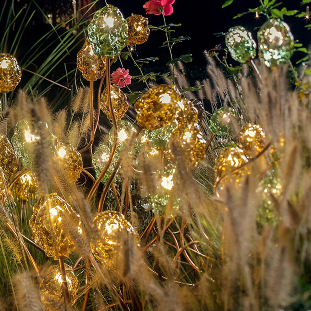 Arisha Lampe Extérieure au Sol Linéaire Simple, Métal/Verre, Or, Jardin