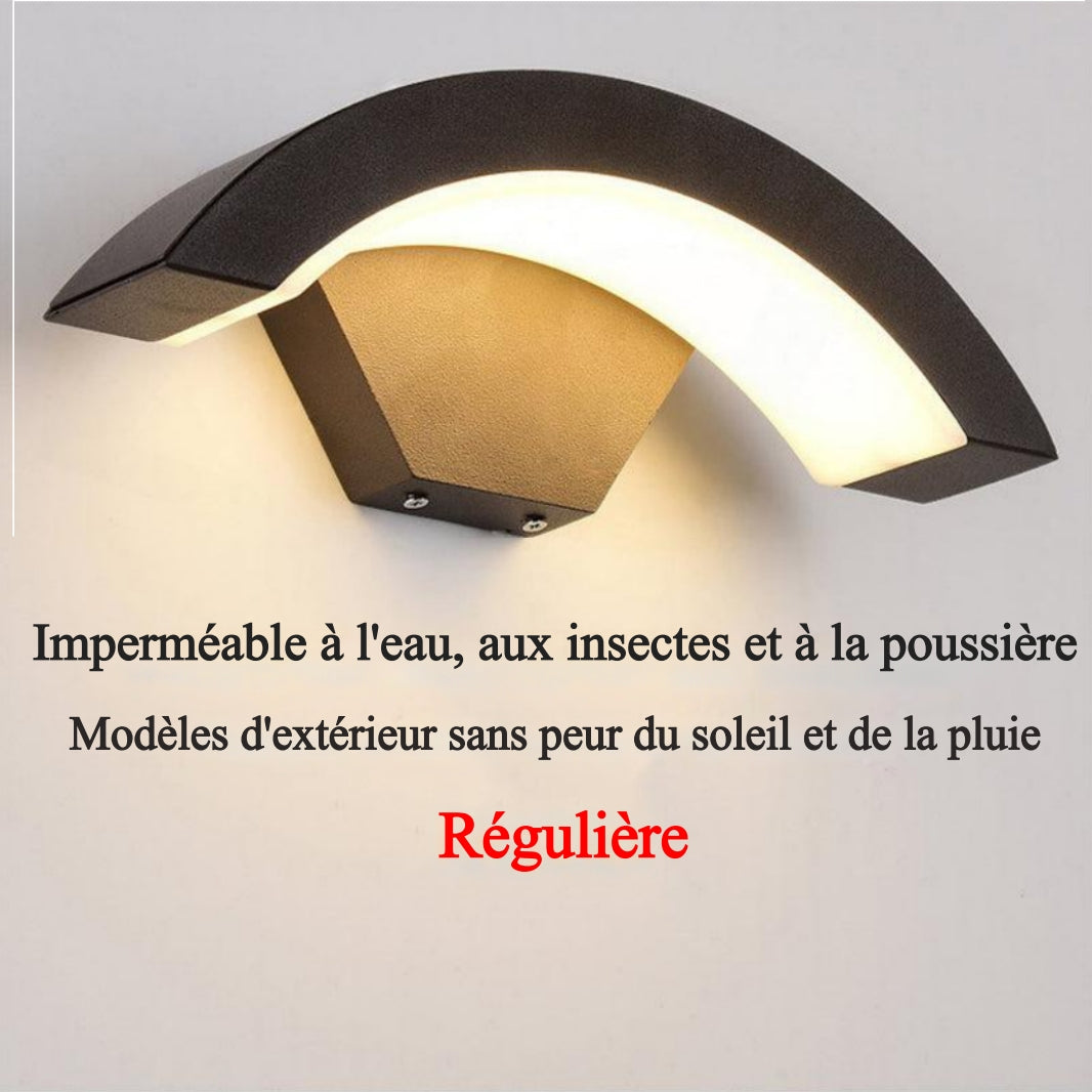 Elvon Applique Murale Capteur étanche Arc Modern  Noir. Extérieur