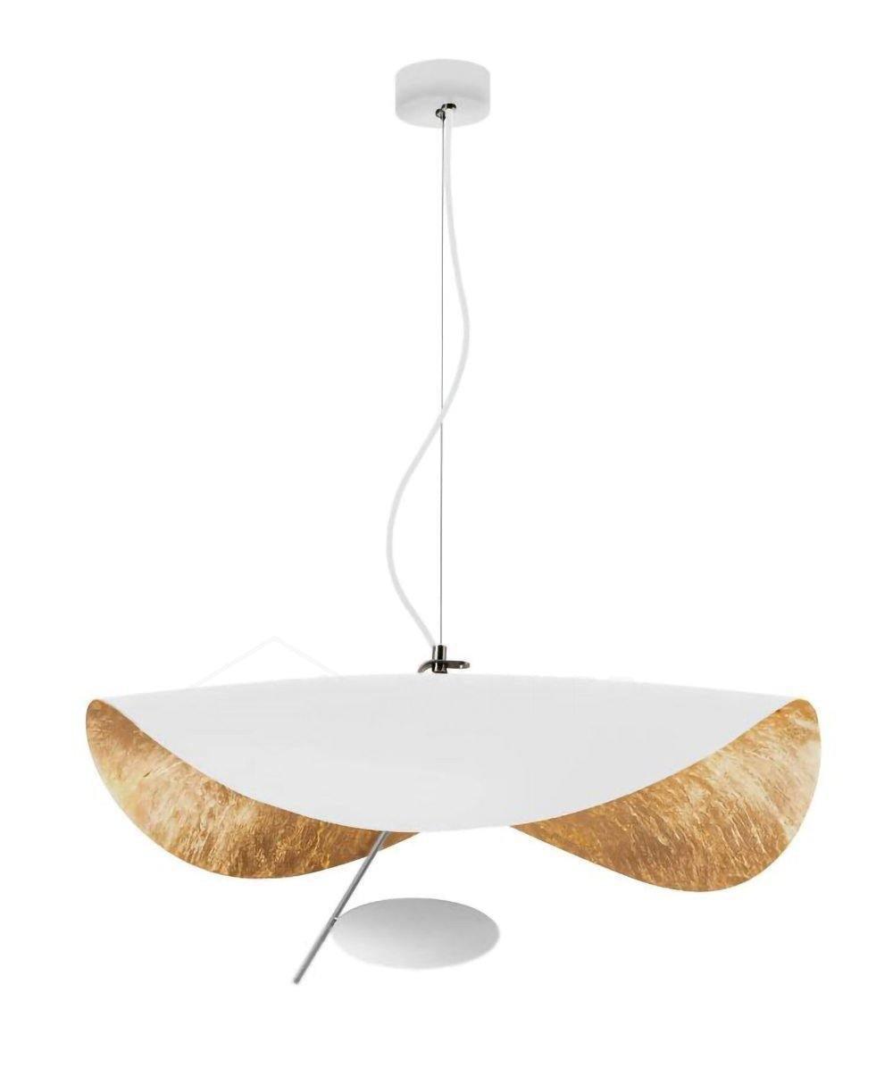 Lustra Suspension Lampe Abat-jour Courbé Noir et Or
