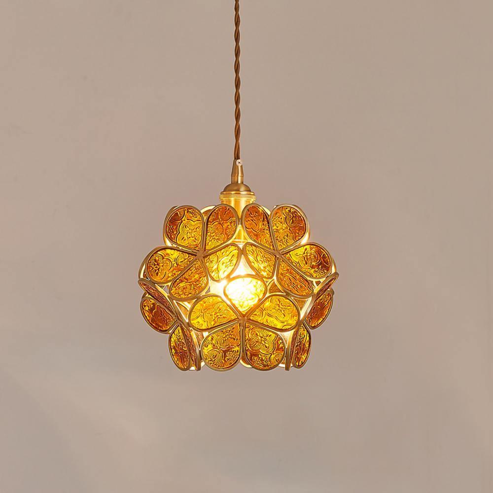 Lustra Suspension en Verre en Forme de Pétale pour Cuisine