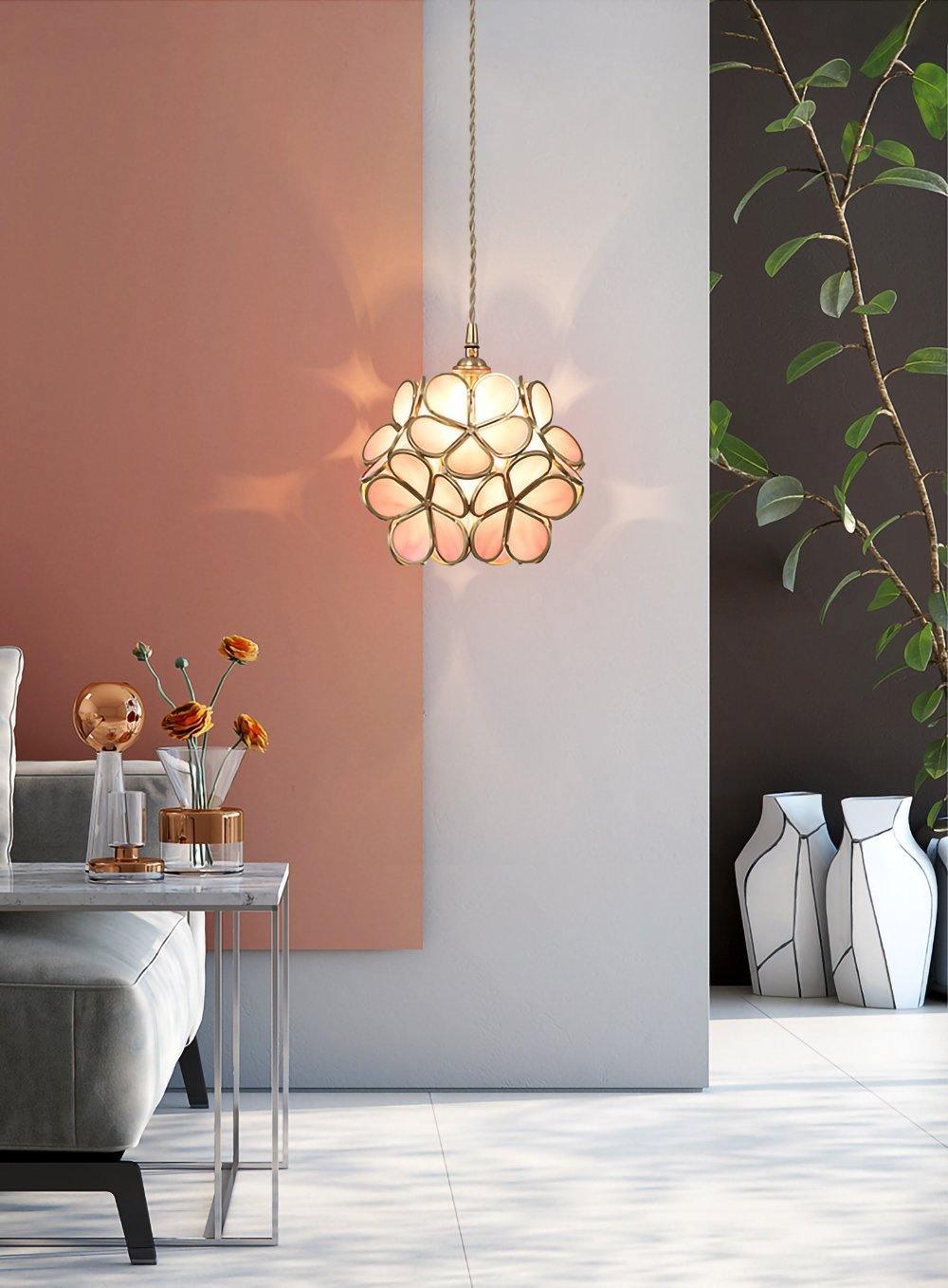 Lustra Suspension en Verre en Forme de Pétale pour Cuisine