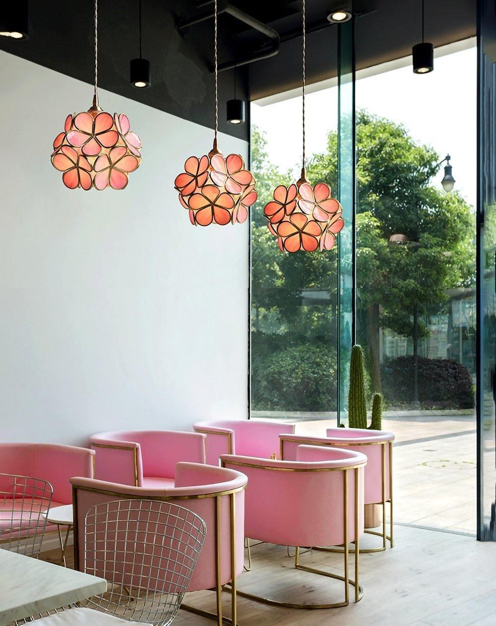 Lustra Suspension en Verre en Forme de Pétale pour Cuisine