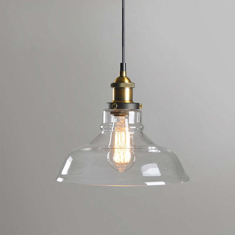 June suspension Industriel en Verre. Clair/Ambre/Gris Fumé