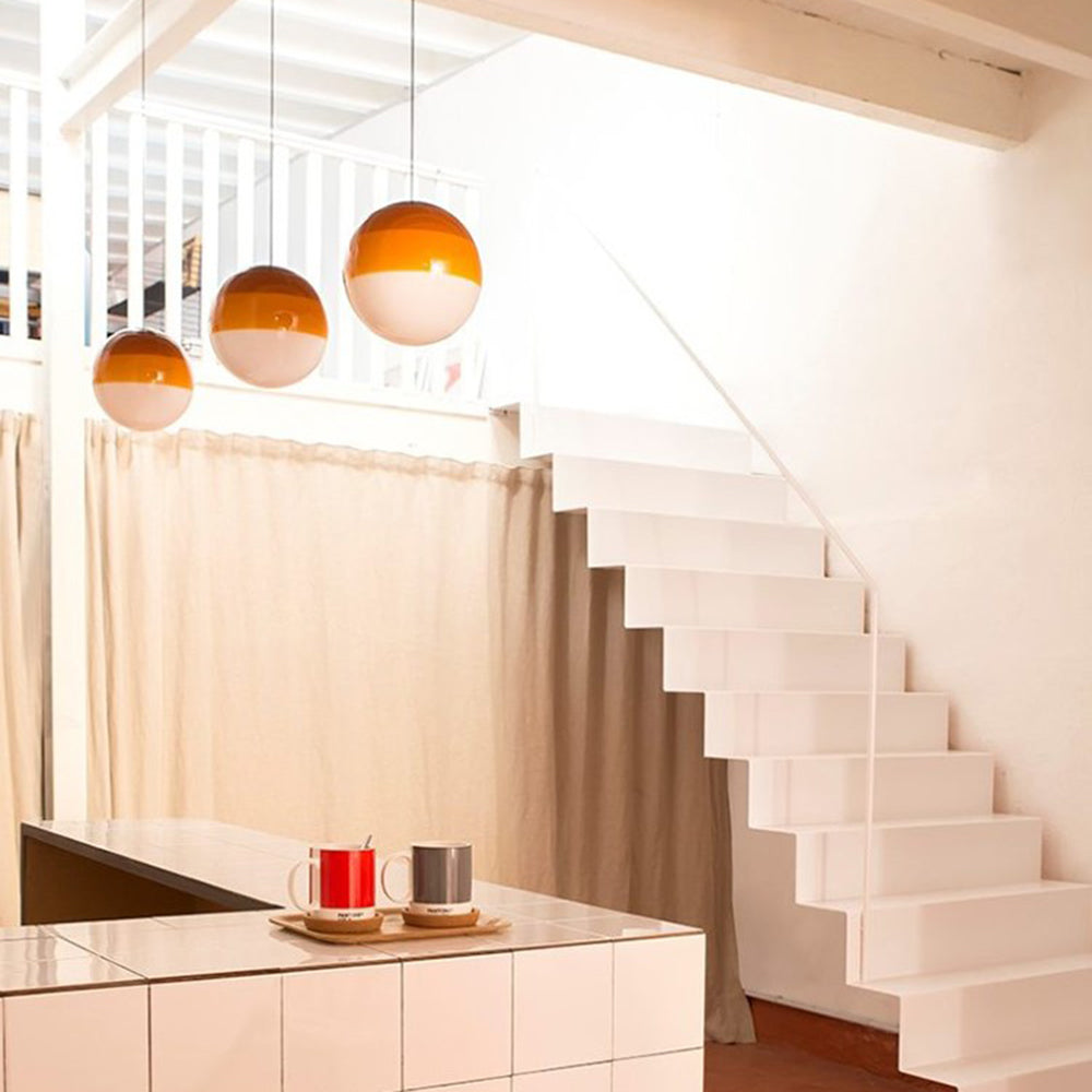 Edith Suspension Bulle Moderne Verre. Noir/Gris/Bleu/Rose. Salon