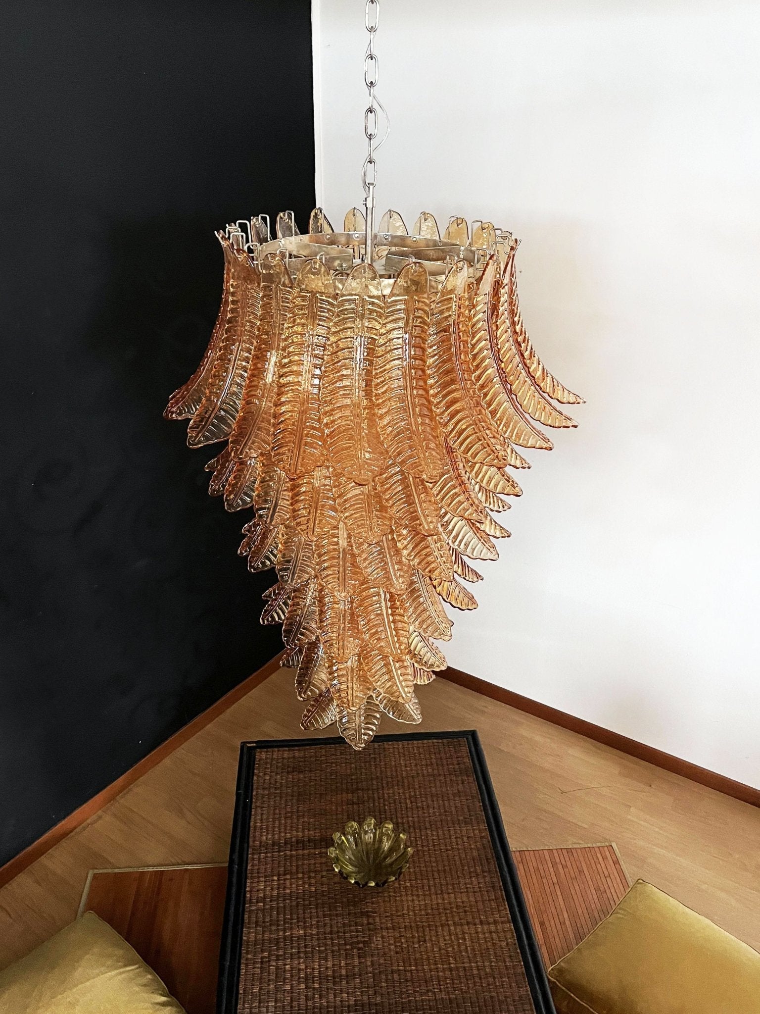 Aurora Lustre Ambre Verre Feuille Superposé Déclaration Artistique