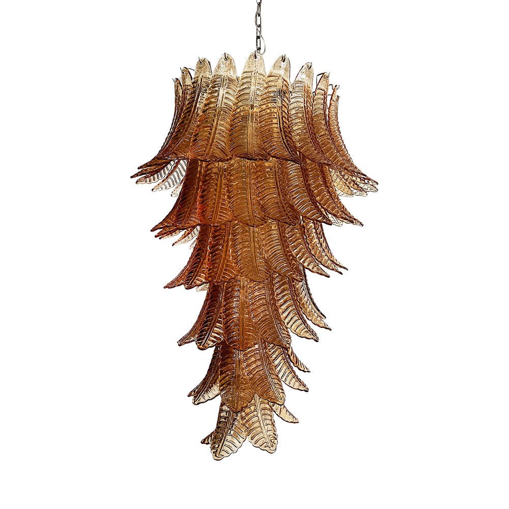 Aurora Lustre Ambre Verre Feuille Superposé Déclaration Artistique