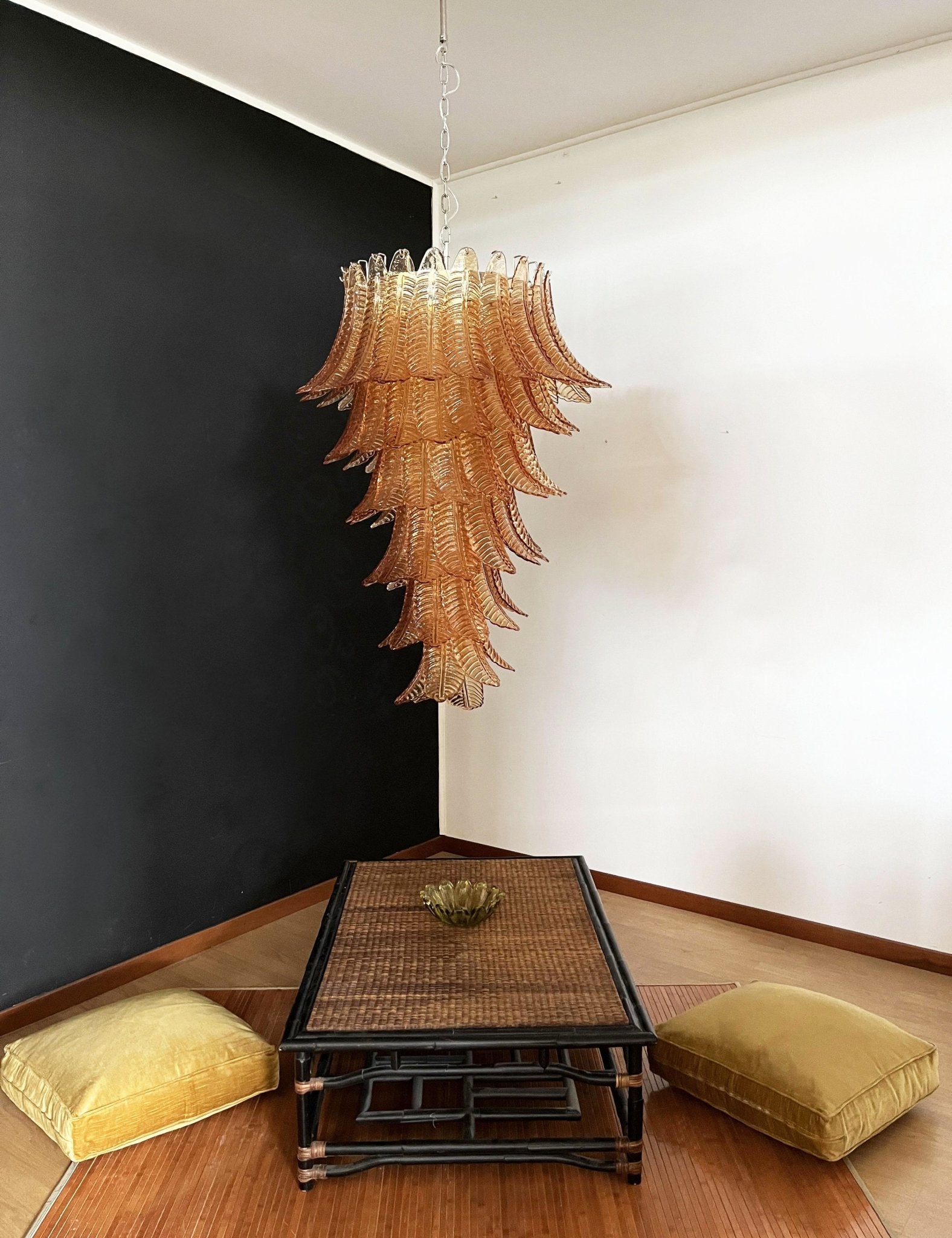 Aurora Lustre Ambre Verre Feuille Superposé Déclaration Artistique