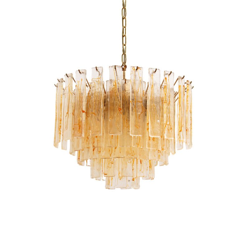 Aurora Lustre Doré Ambre Verre Superposé Géométrique Luxe