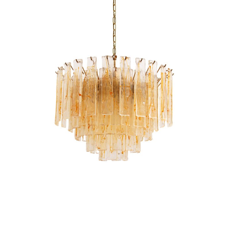 Aurora Lustre Doré Ambre Verre Superposé Géométrique Luxe