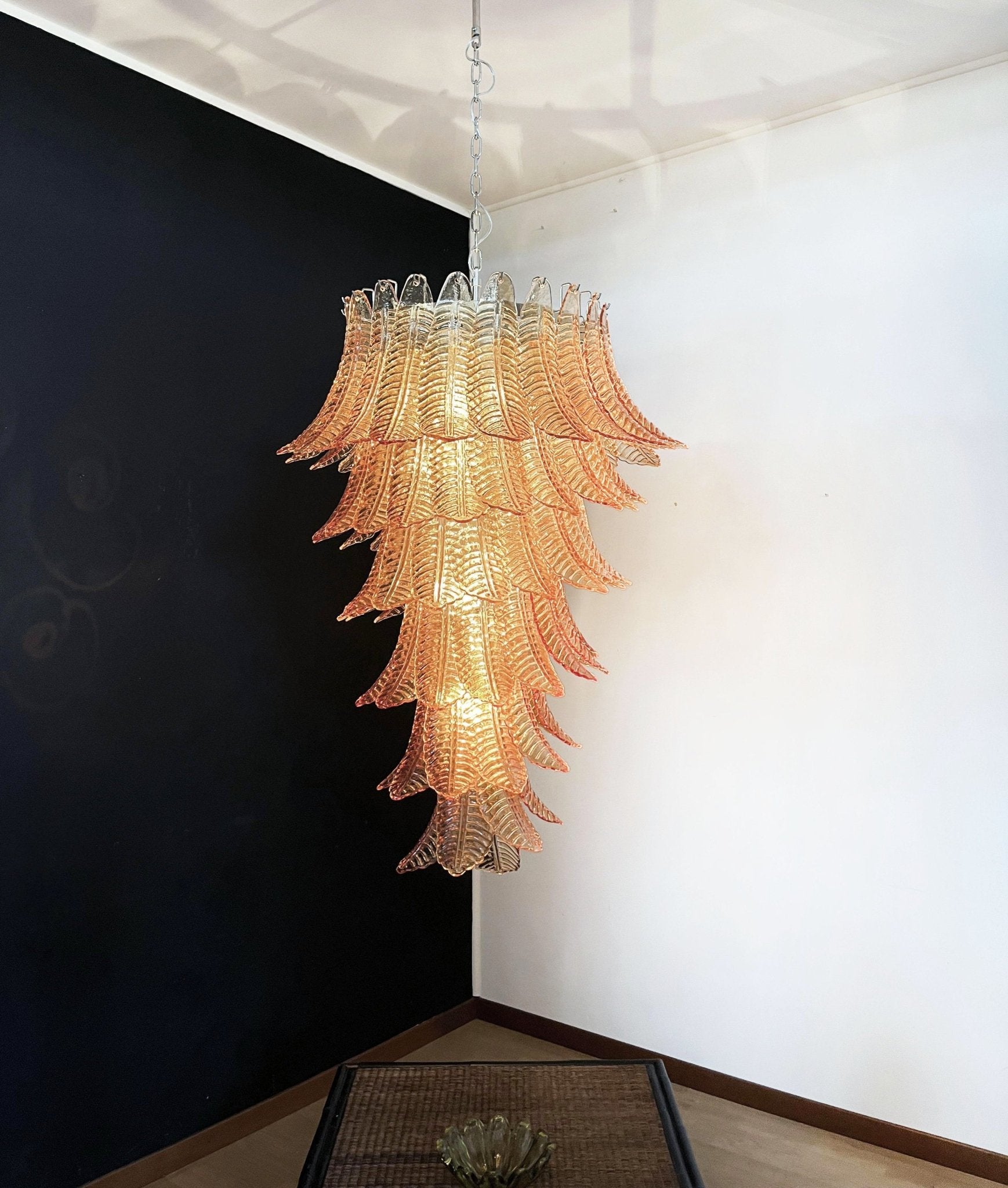 Aurora Lustre Ambre Verre Feuille Superposé Déclaration Artistique