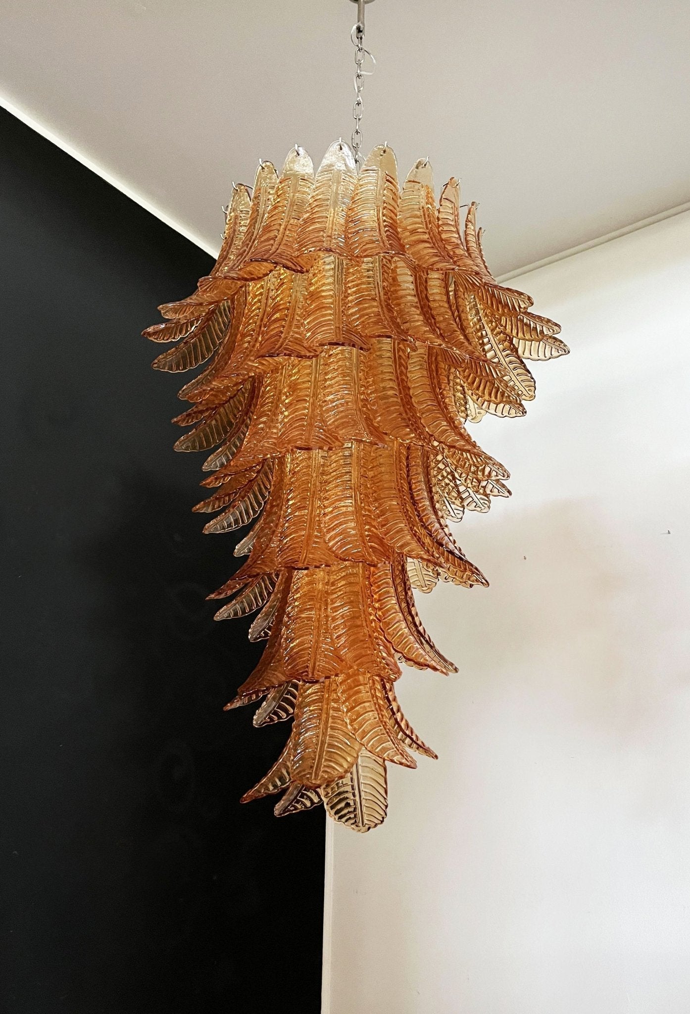 Aurora Lustre Ambre Verre Feuille Superposé Déclaration Artistique
