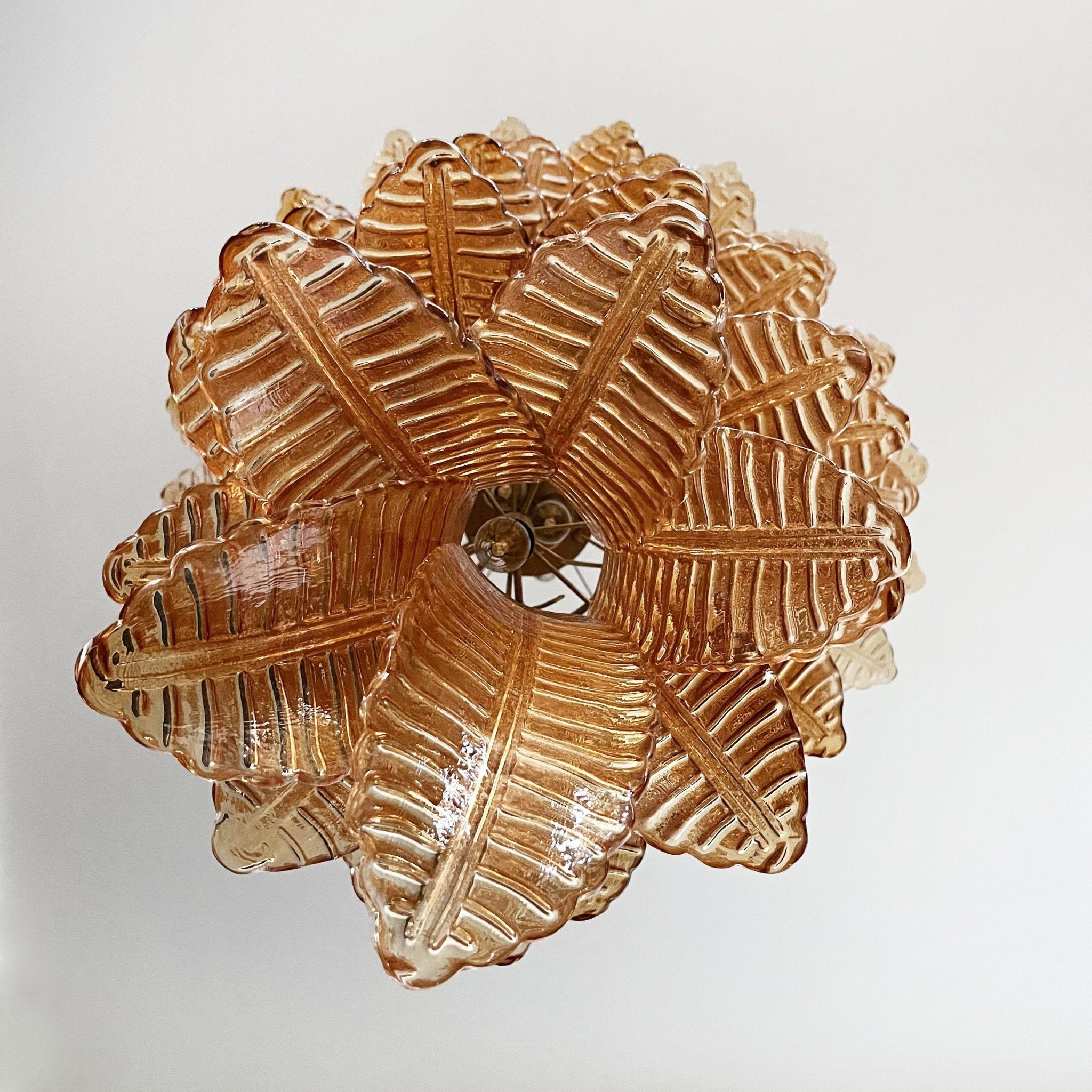 Aurora Lustre Ambre Verre Feuille Superposé Déclaration Artistique
