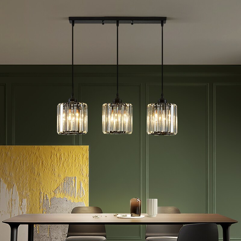 Vina Suspension Ronde/Carré Nordique. Métal/Verre. Noir/Or. Salon/Bar