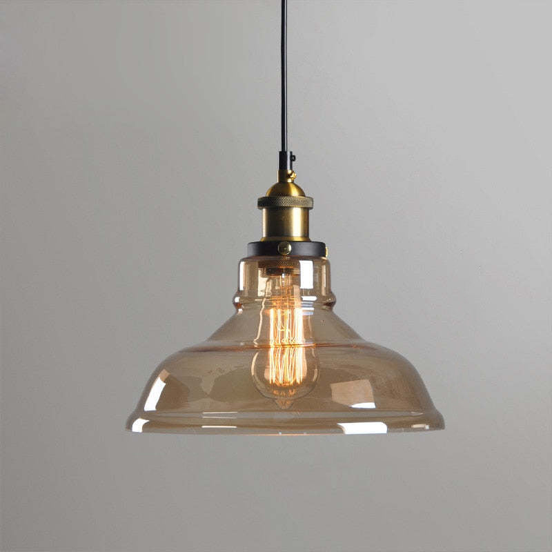 June suspension Industriel en Verre. Clair/Ambre/Gris Fumé