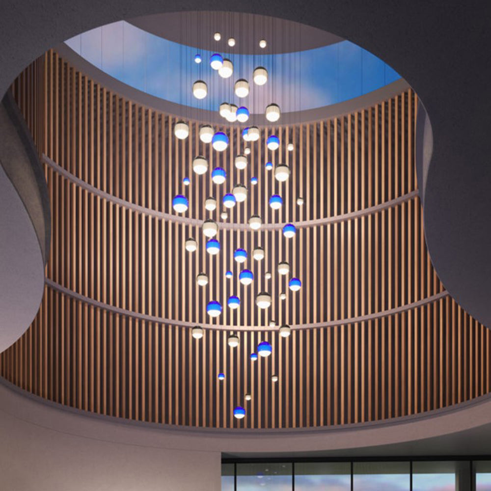Edith Suspension Bulle Moderne Verre. Noir/Gris/Bleu/Rose. Salon