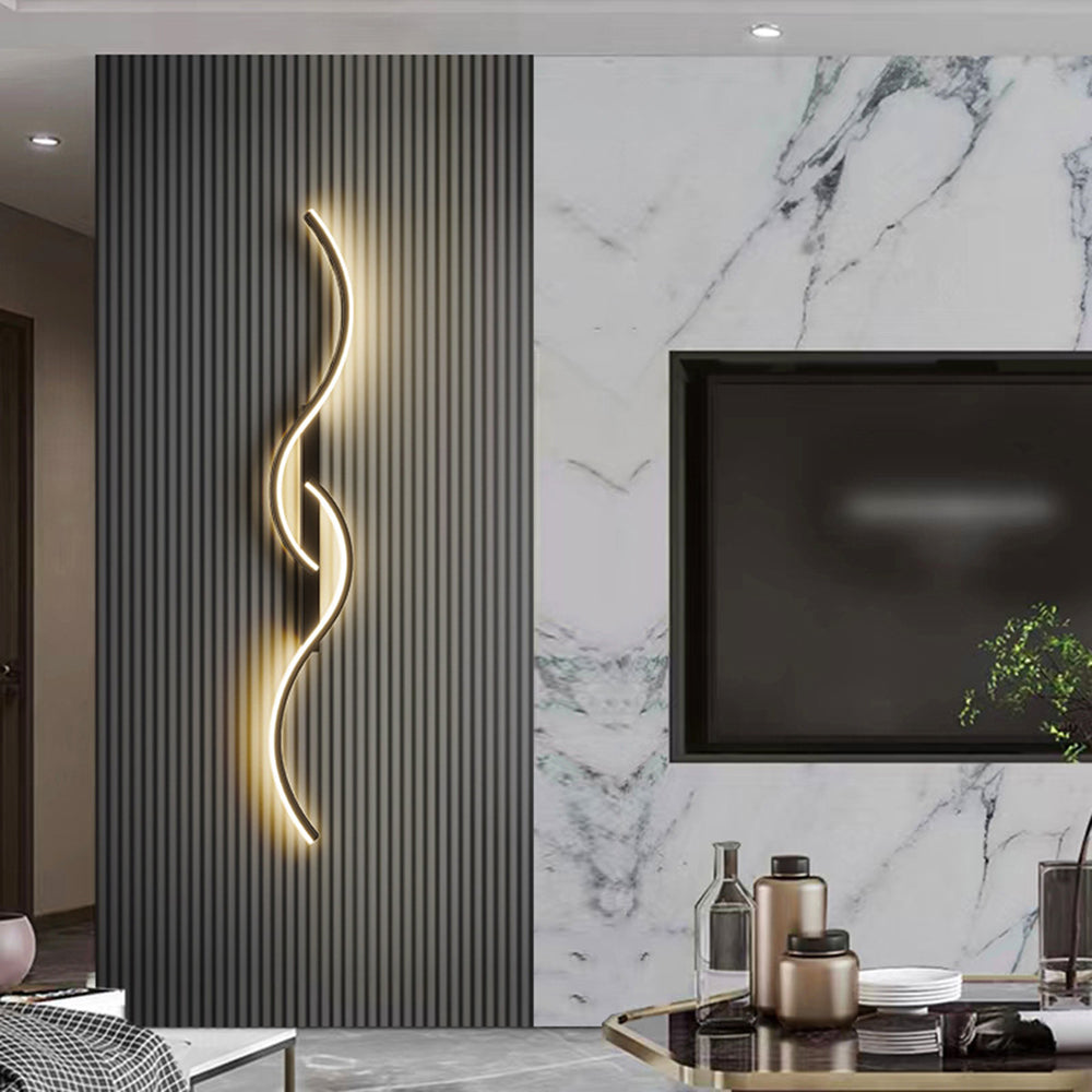 Lumor Applique Murale Vague Design Moderne Noir/Or Salon