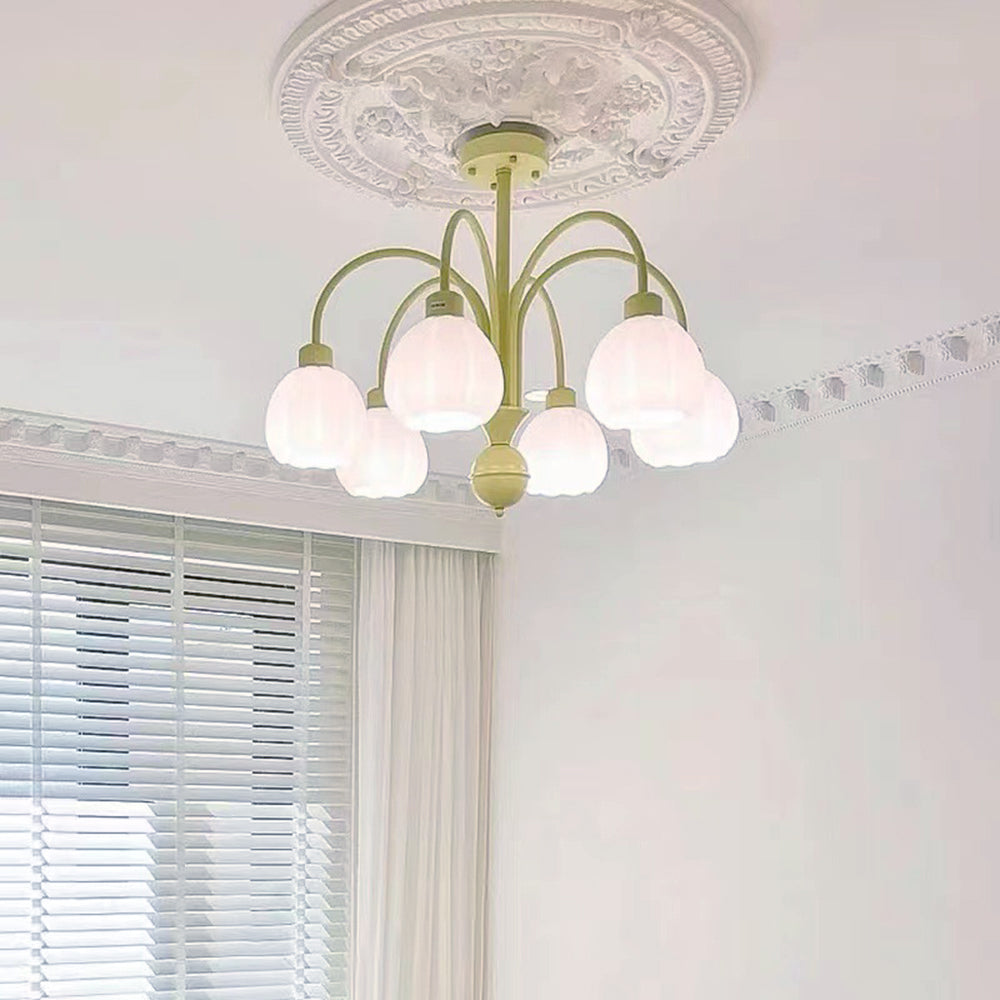 Arisha Suspension Multi Morandi, Métal/Verre, Blanc/Jaune, Couloir/Salon