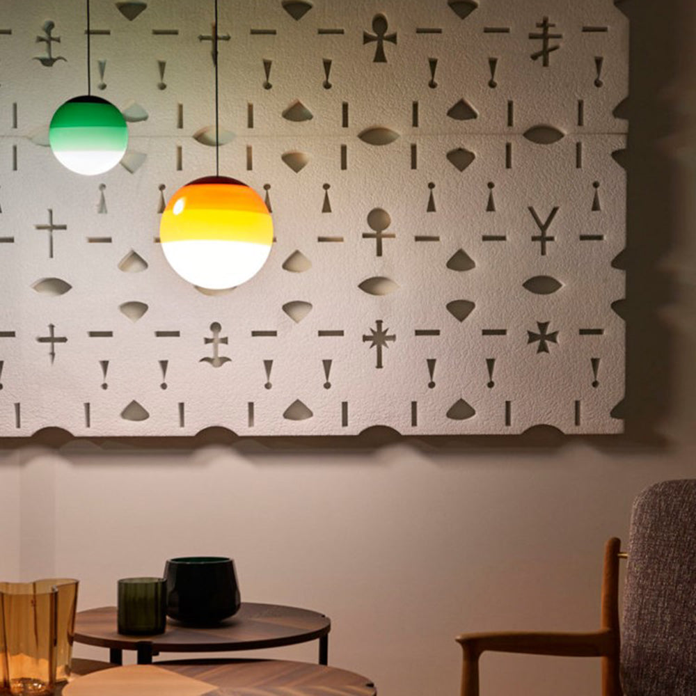 Edith Suspension Bulle Moderne Verre. Noir/Gris/Bleu/Rose. Salon
