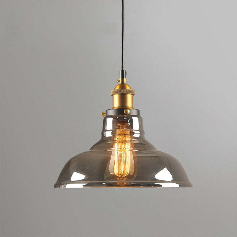 June suspension Industriel en Verre. Clair/Ambre/Gris Fumé