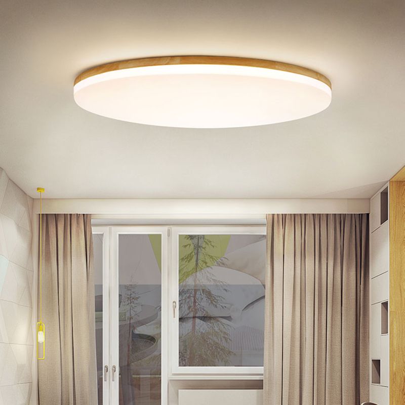 Eilo Plafonnier LED Grande Rond Moderne Bois
