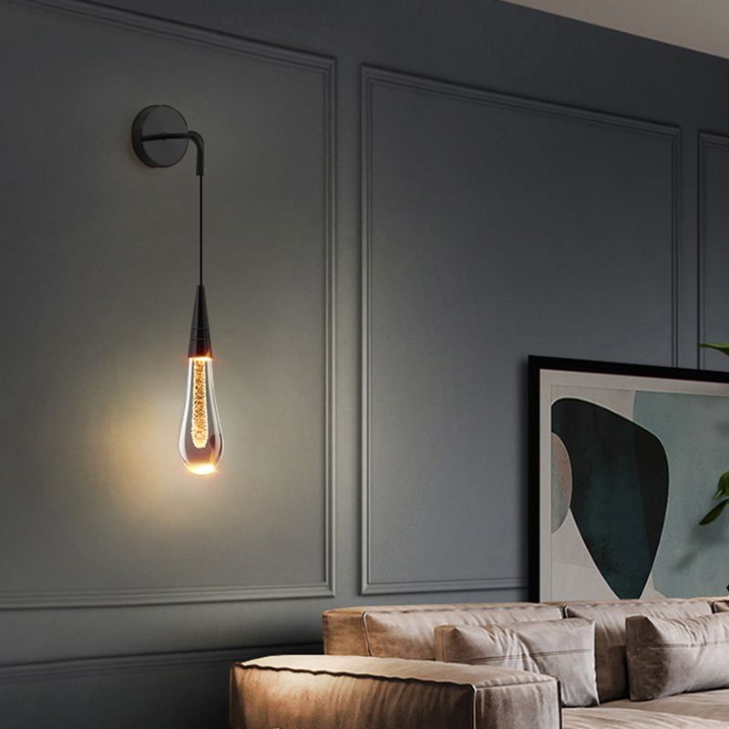 Kristy Design LED Applique Murale Goutte d’Eau Moderne Cristal Noir/Or Chambre à Coucher