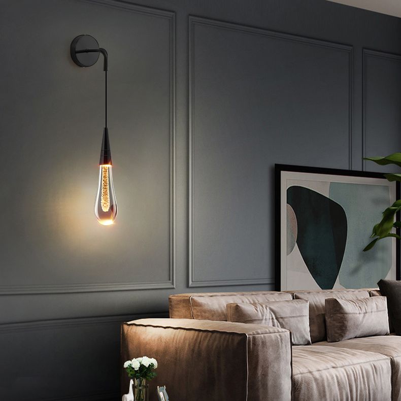 Kristy Design LED Applique Murale Goutte d’Eau Moderne Cristal Noir/Or Chambre à Coucher