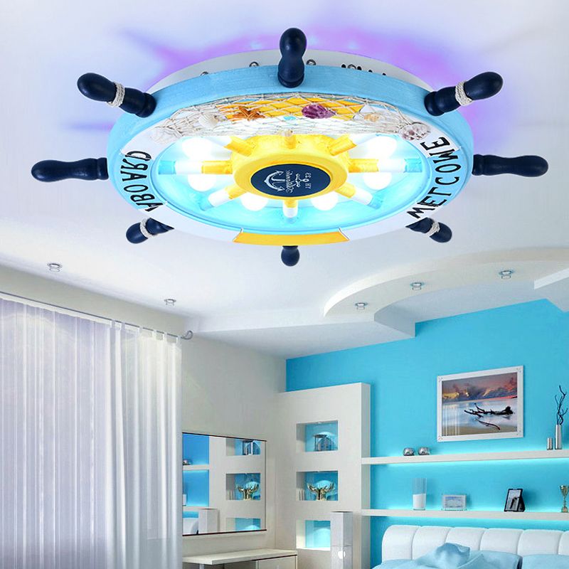 Arisha Moderne LED Plafonnier Blanc/Bleu Métal Salon Chambre à coucher