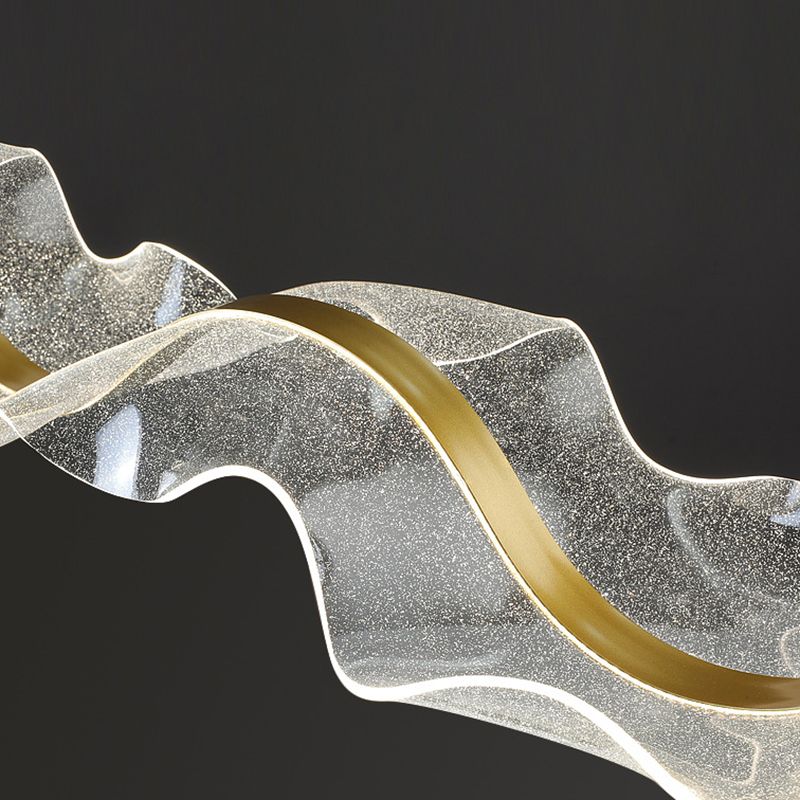 Yela Luminaires Suspensions Vague Moderne Métal/Acrylique Blanc/Doré Salon