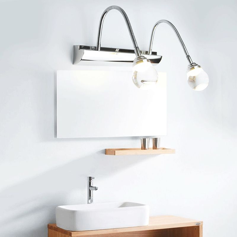 Arisha Applique Murale Miroir Boule Moderne, Métal/Acryliuqe, Argent, Salle de Bain