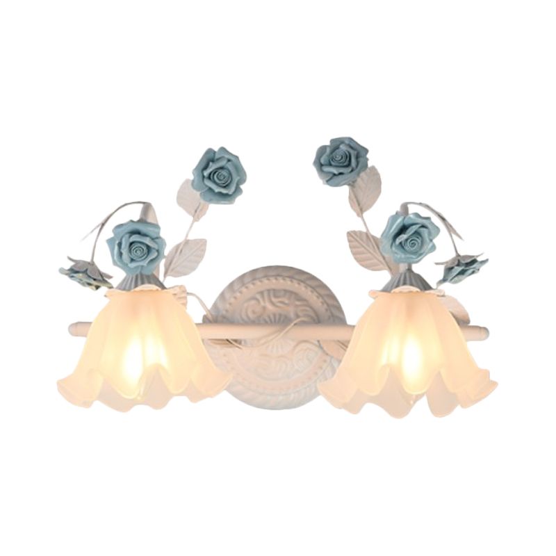 Ray Applique Murale Miroir de Forme de Fleur Vintage, Métal/Verre, Rose/Bleu, Salon