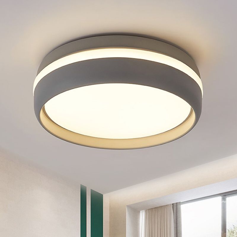 Arisha Plafonnier Rond Moderne, Métal, Noir/Gris, Salon