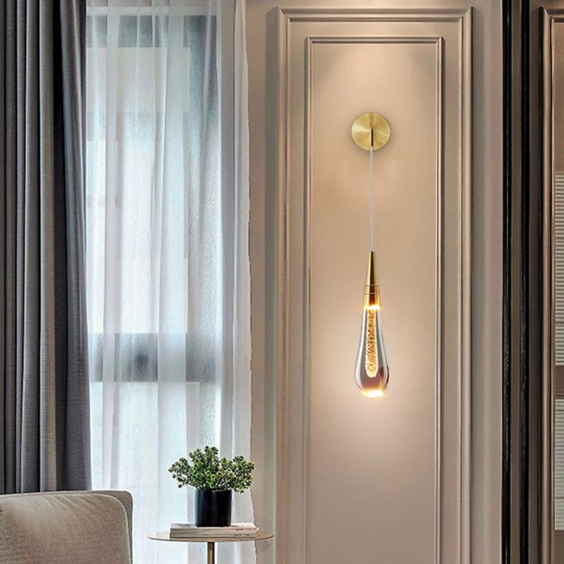 Kristy Design LED Applique Murale Goutte d’Eau Moderne Cristal Noir/Or Chambre à Coucher