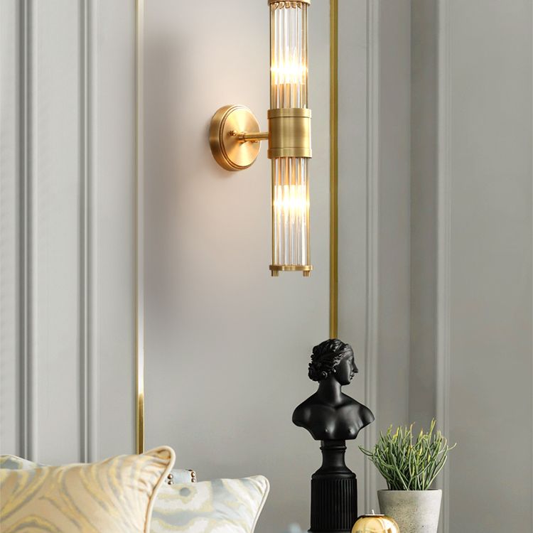 Tyra LED Applique Murale Cylindrique Vintage Métal/Verre Or